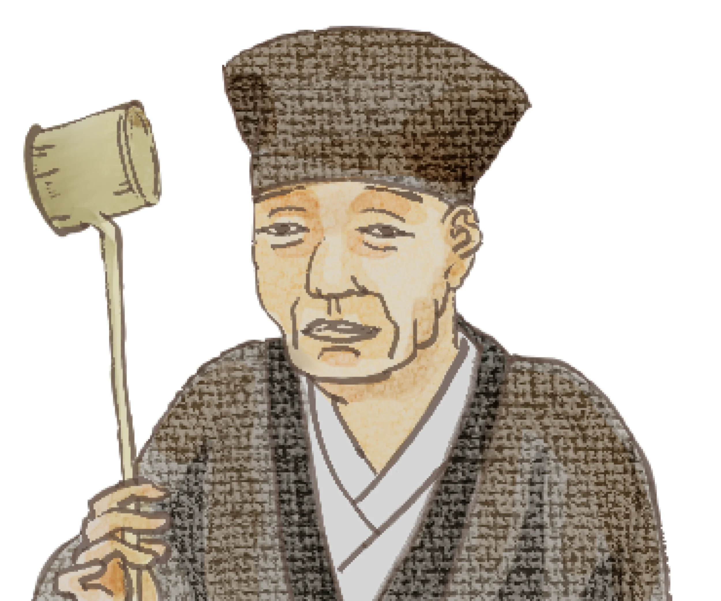 柄杓を持った千利休のイラスト