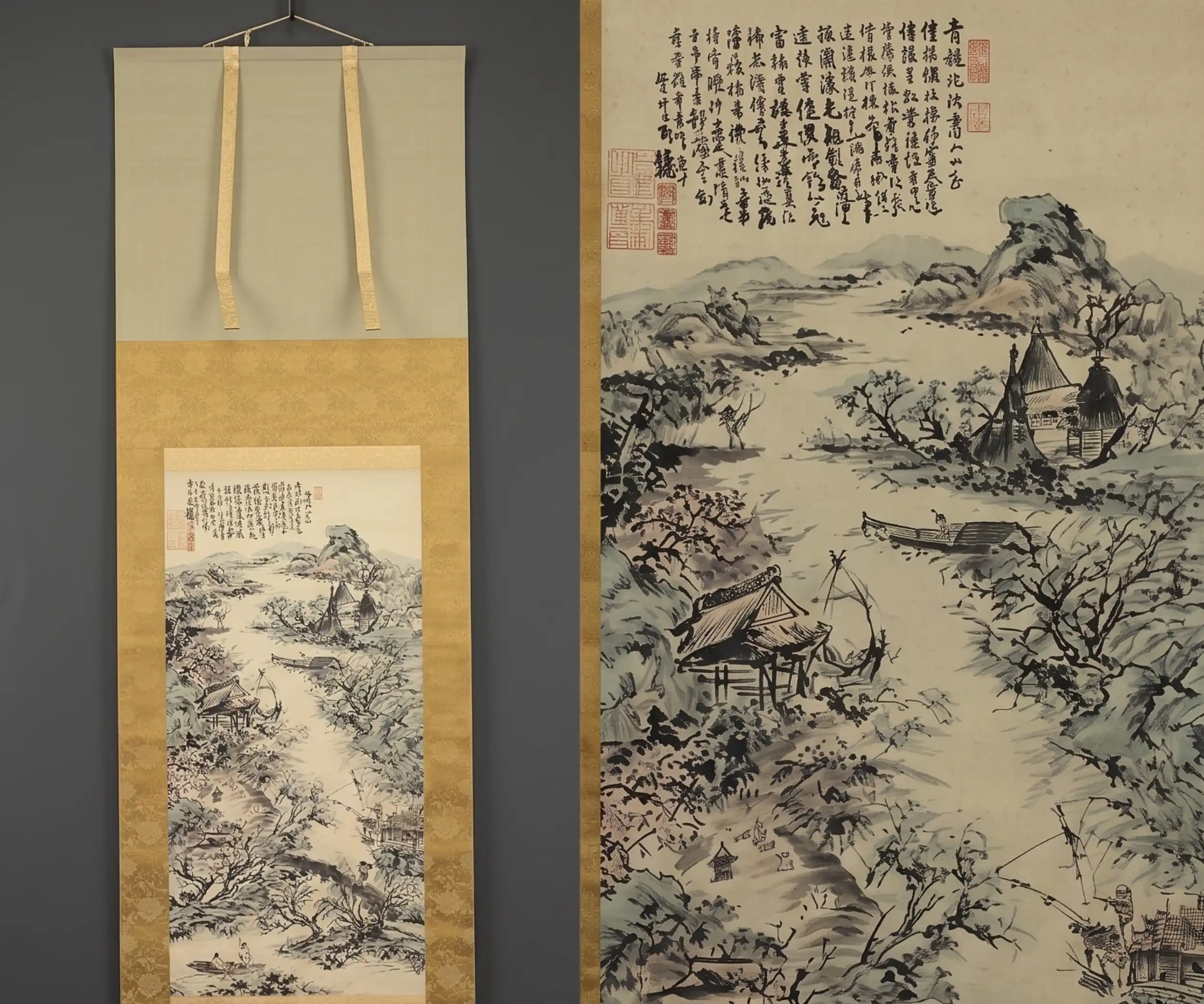 山水画の掛け軸 富岡鉄斎
